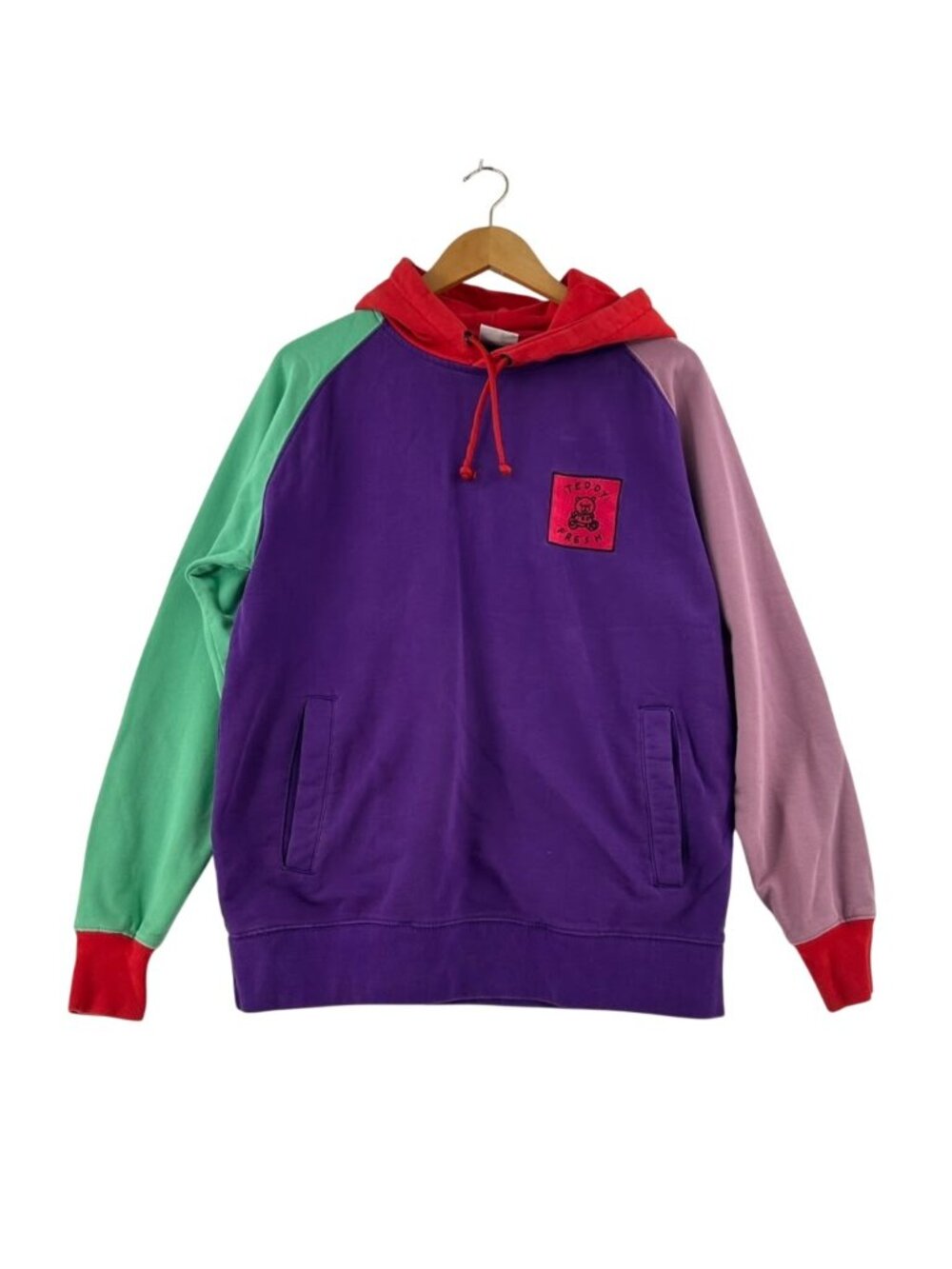 Teddy Fresh Hoodie Sweatshirt Women's Medium Colorblock Pullover With Pockets